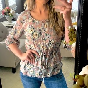 FOREVER 21 | Floral Tier Ruffle Peasant Top